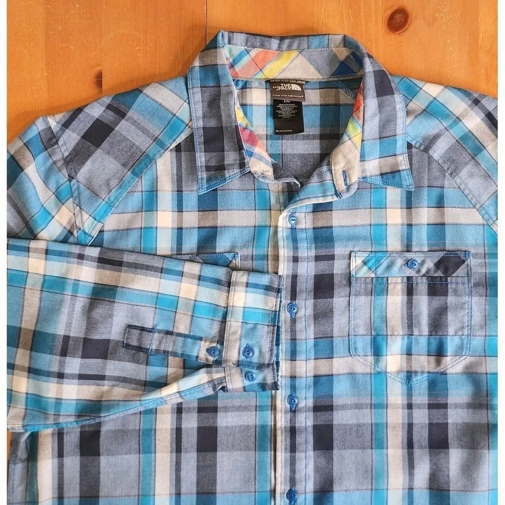 The North Face Plaid Shirt Mens‎ Large Blue Long Sleeve Button Up Casual Work